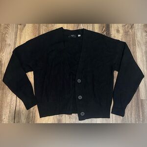 Tahari Black Button-Front V-Neck Cardigan